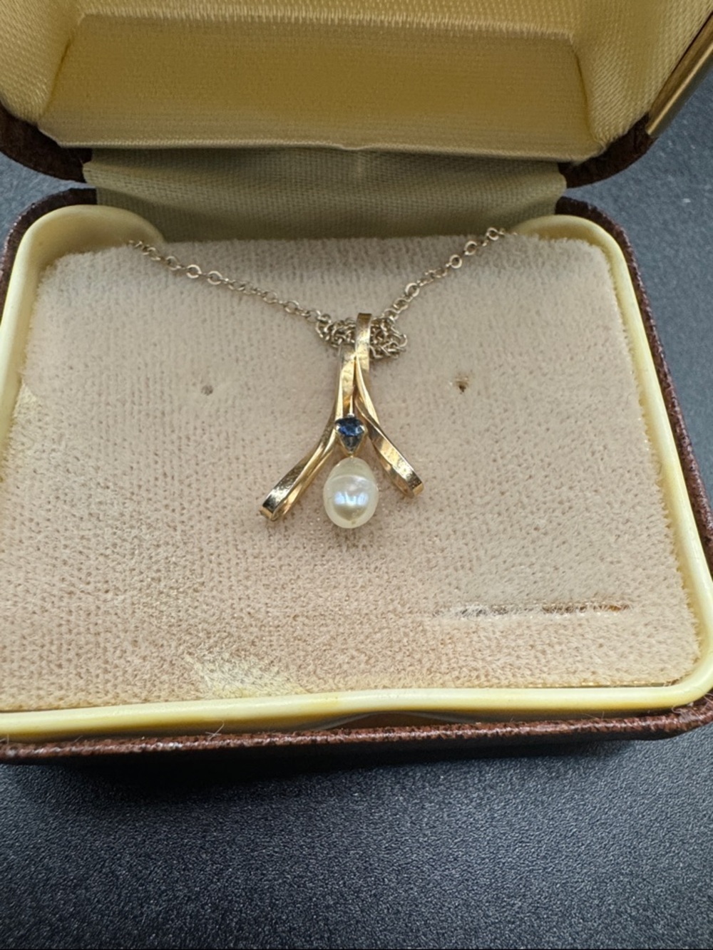 Krementz Vintage Gold filled Real White Pearl Charm 18” Necklace